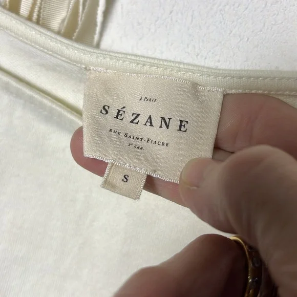 Sezane Navy and Cream Striped Long-Sleeve Button-Side Top - Picture 11 of 16